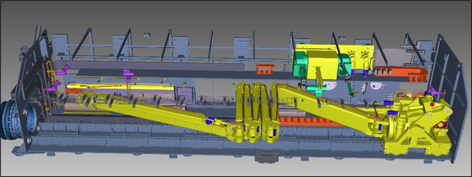 Virtual mock-up of the VNS boom system and Dexter remote manipulator in the containment cell to be connected to Unit 2 at Fukushima
