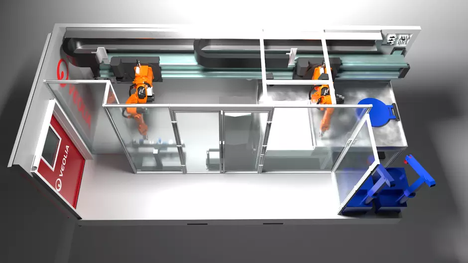 Illustration of the industrial implementation of an autonomous waste sorting system